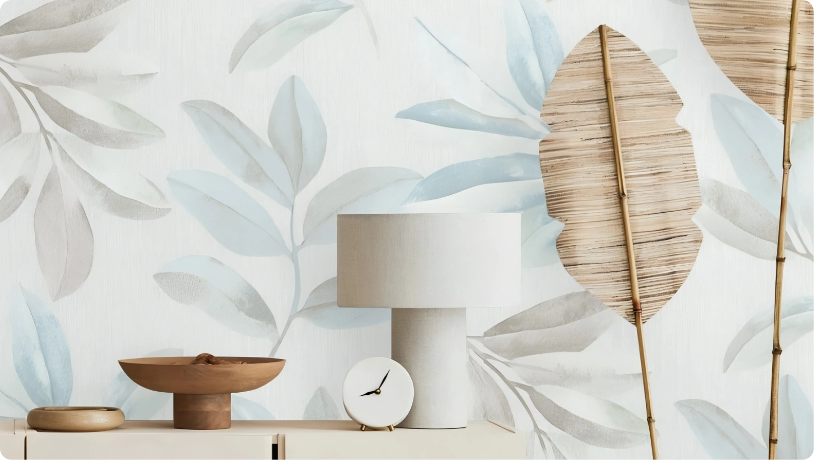 Blue leaf wallpaper pattern